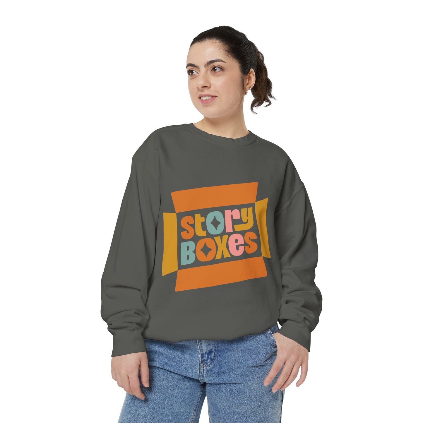 Vintage-Inspired Story Boxes Sweatshirt for Cozy Days