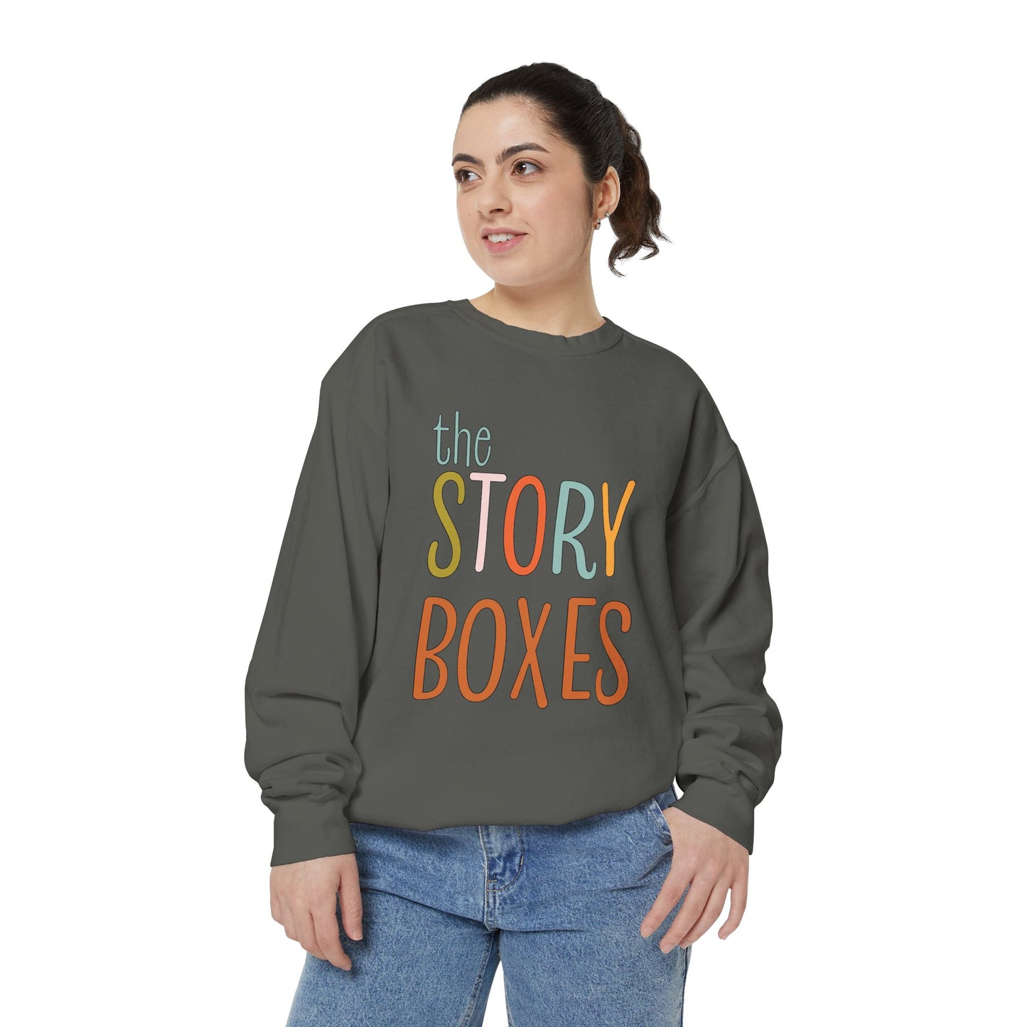 Vintage-Inspired Story Boxes Sweatshirt for Cozy Days