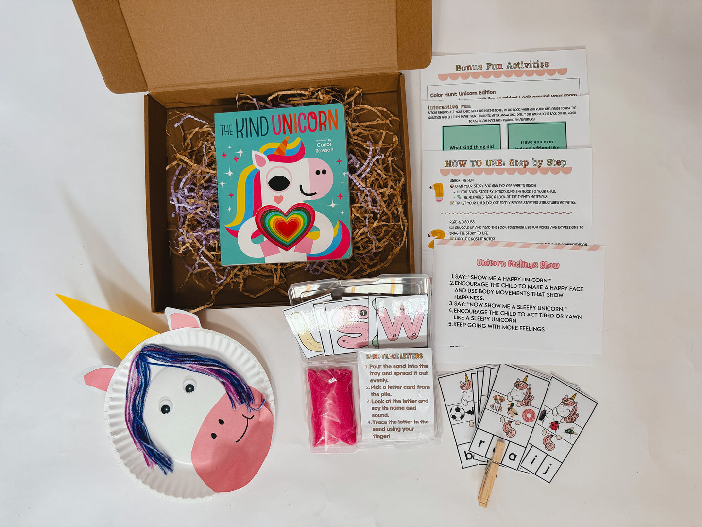 Kind Unicorn Story Box | Toddler Literacy Kit Ages 2–4 | Letter Tracing, Unicorn Craft & Phonics Activity