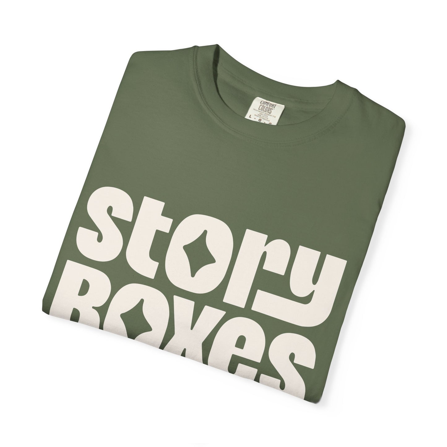Unisex Garment-Dyed T-Shirt, Retro Story Boxes Tee, Trendy Graphic Shirt, Gift for Story Lovers, Casual Everyday Wear