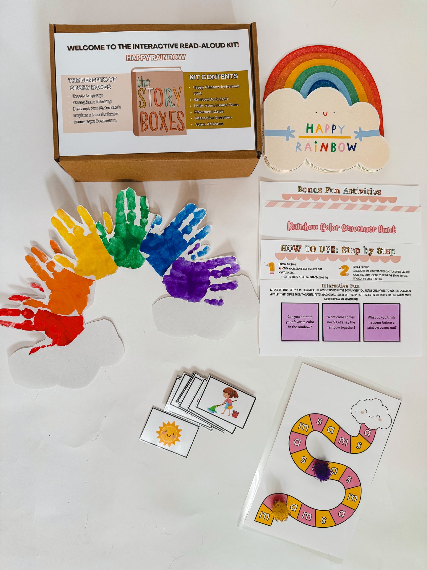 Happy Rainbow Mini Story Box | Color & Sound Activity Kit for Toddlers Ages 2–4 | Preschool Literacy, Movement & Mindfulness