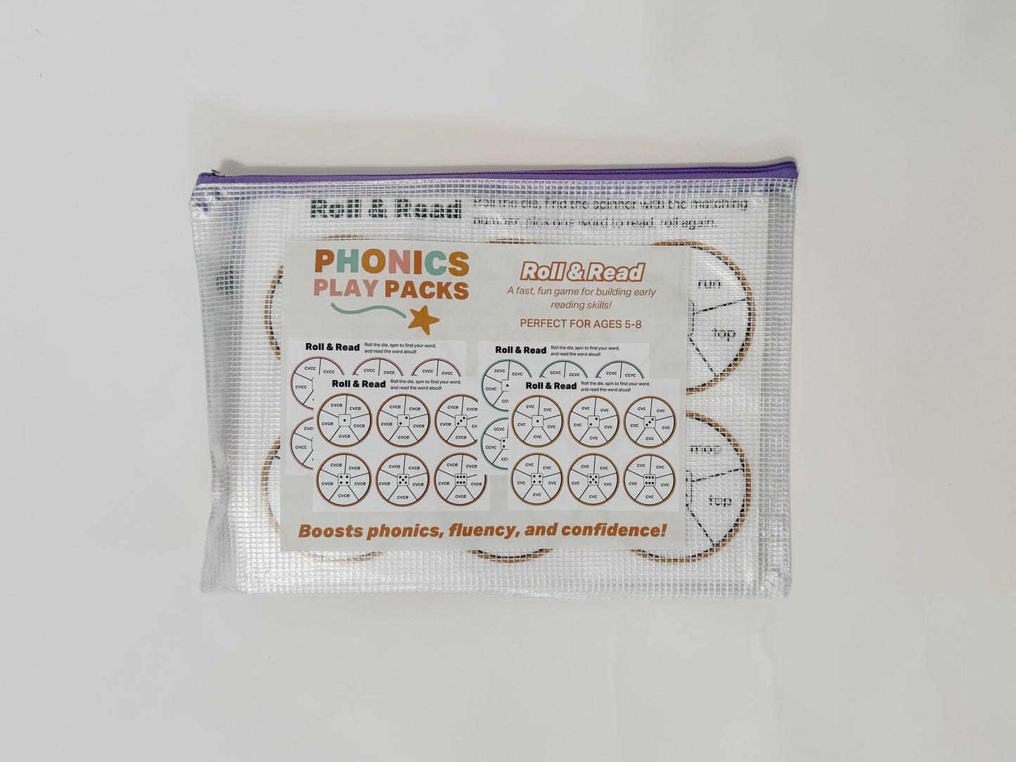 Phonics Play Pack: Roll & Read Activity | CVC, CVCC, CCVC, CVCe Words