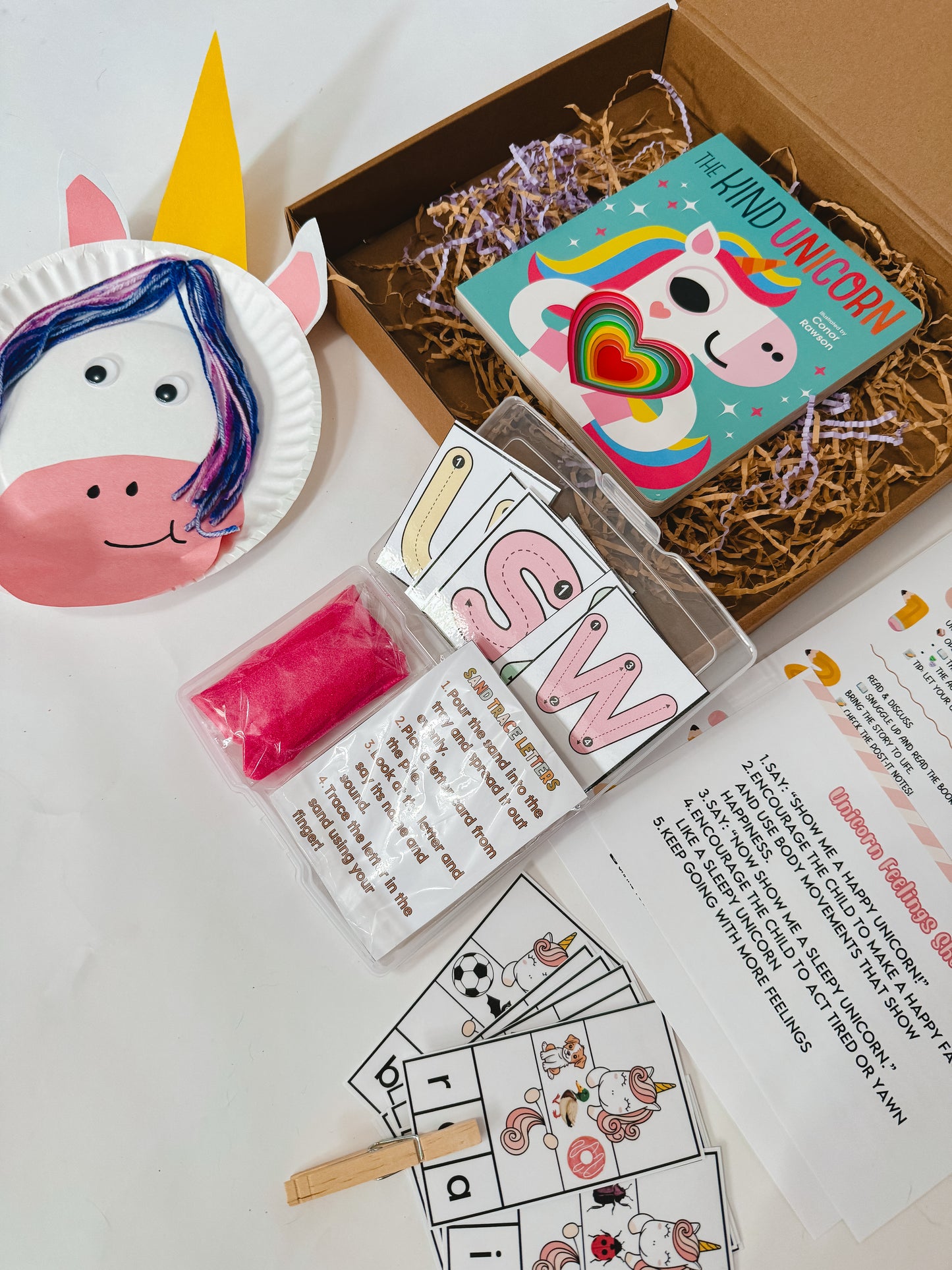 Kind Unicorn Story Box | Toddler Literacy Kit Ages 2–4 | Letter Tracing, Unicorn Craft & Phonics Activity