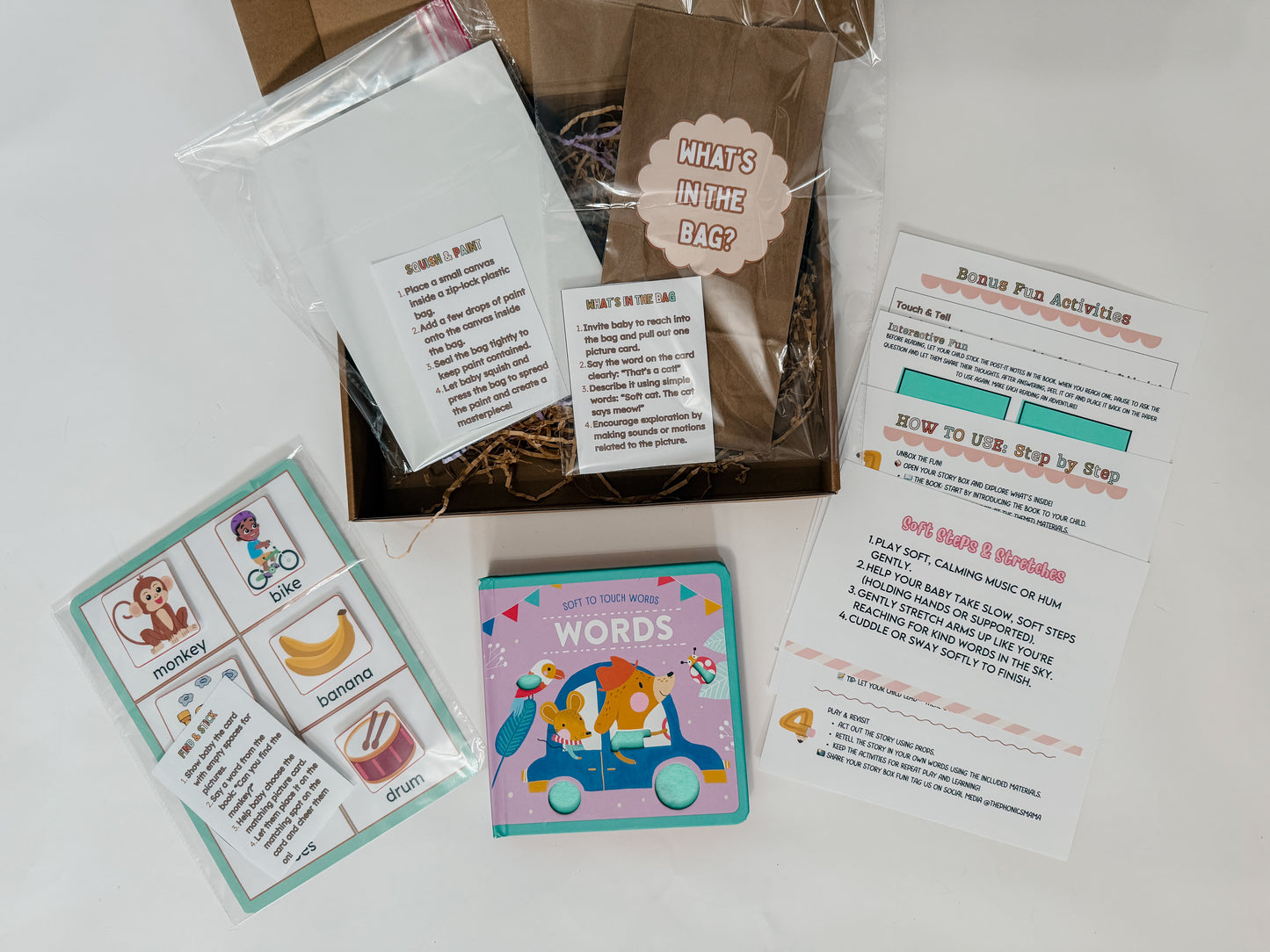 Soft to Touch Words Story Box | Sensory & Vocabulary Kit for 12-Month-Olds | Canvas Painting & Interactive Play