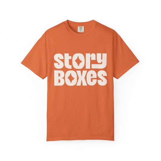 Unisex Garment-Dyed T-Shirt, Retro Story Boxes Tee, Trendy Graphic Shirt, Gift for Story Lovers, Casual Everyday Wear