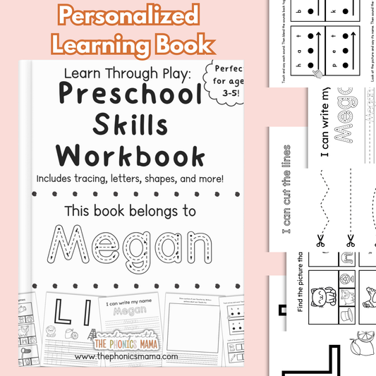 Personalized Preschool Workbook Printable | Custom Name Practice & Early Learning Activities (Ages 3–5)