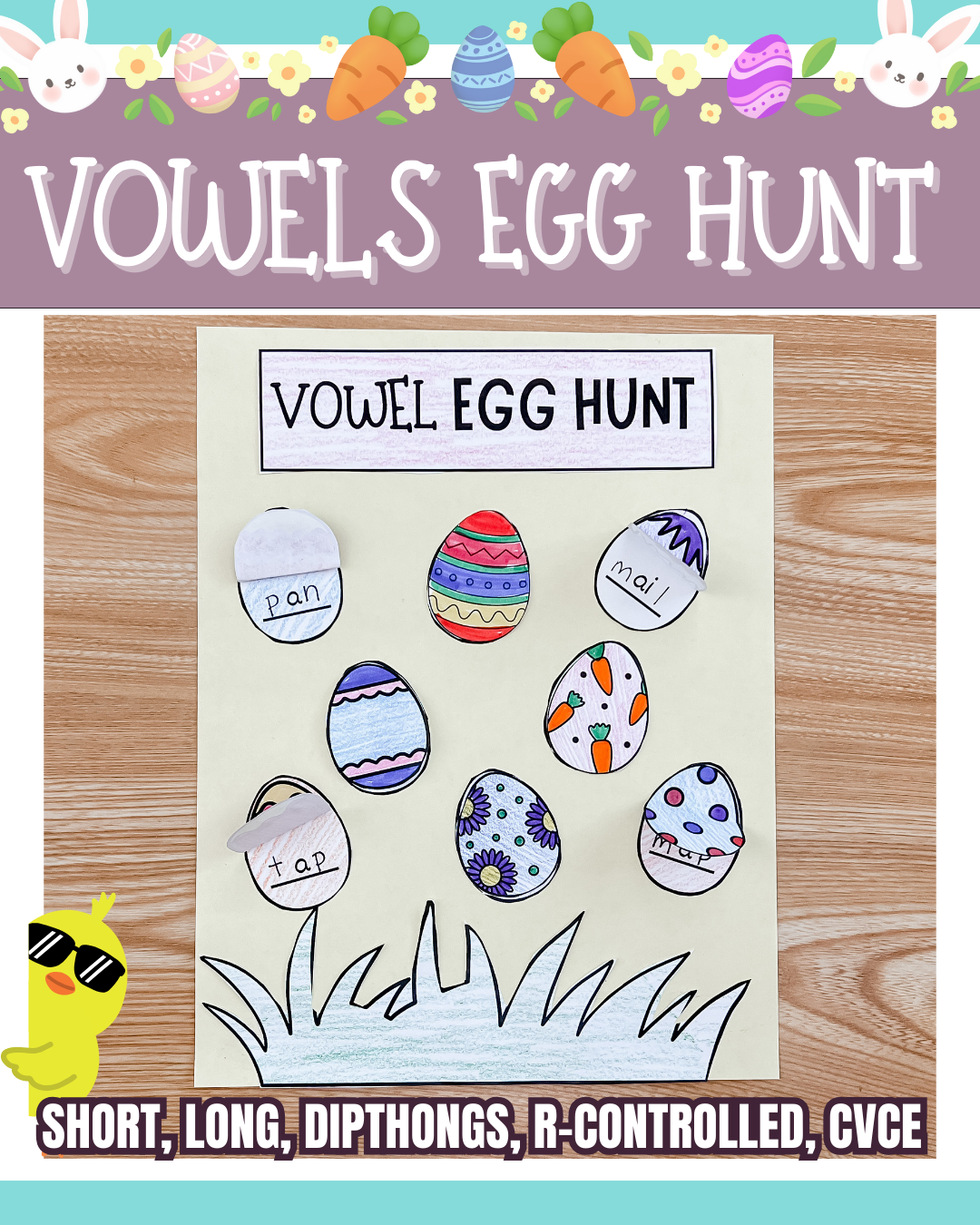 Vowel Egg Hunt Craftivity – Fun Vowel Practice & Egg Hunt (Ages 4-7)