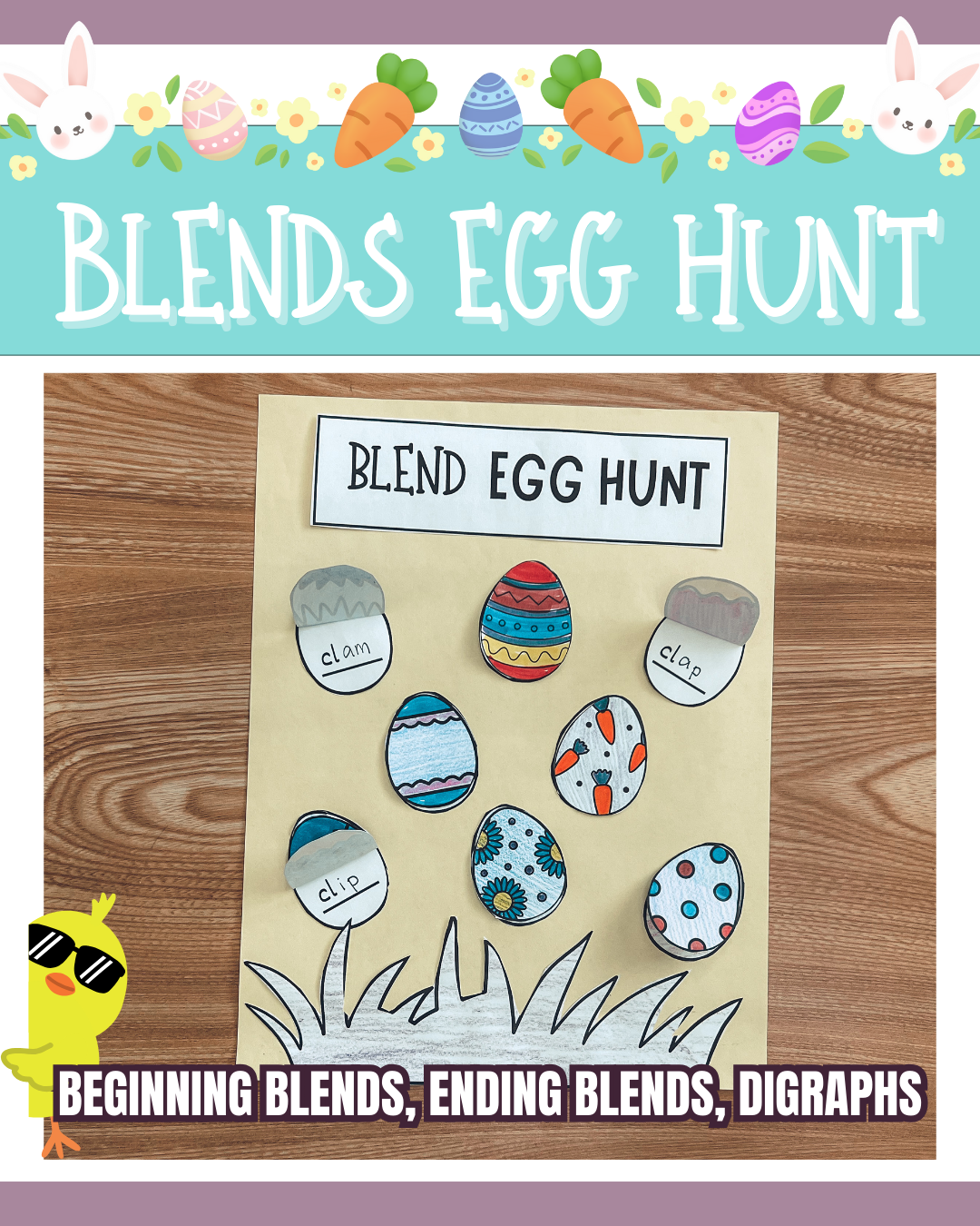 Beginning & Ending Blends Egg Hunt Craftivity – Fun Blend Practice & Egg Hunt (Ages 4-7)