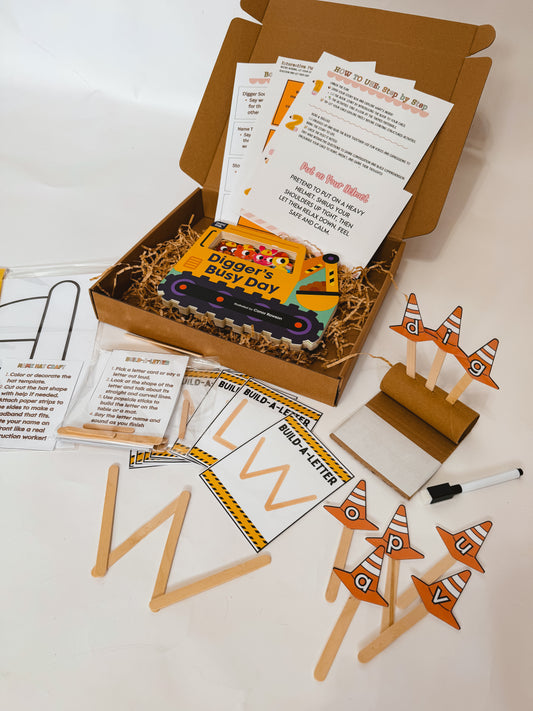 Digger’s Busy Day Story Box | Construction Activity Kit for Toddlers Ages 2–4 | Preschool Literacy & Name Writing Craft