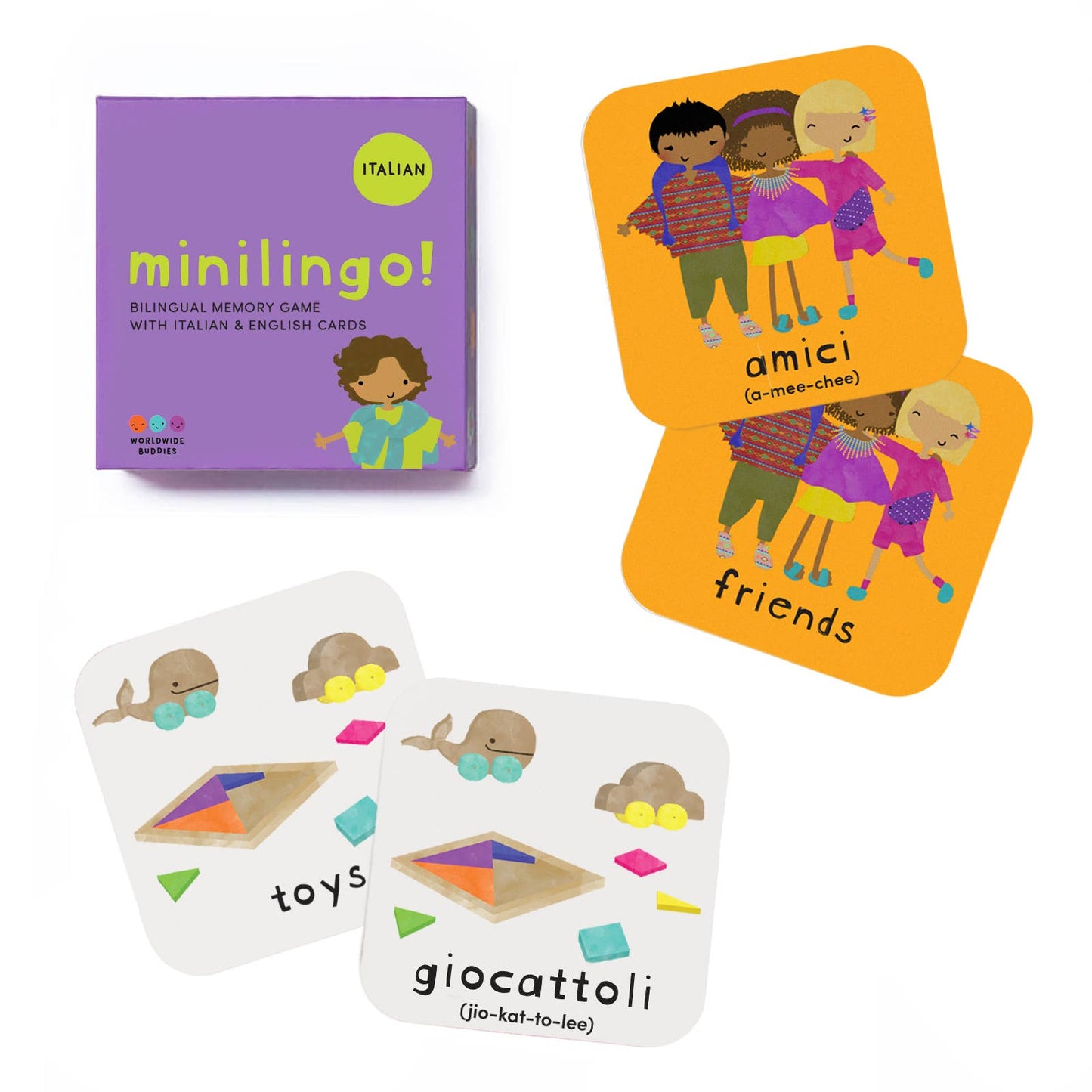 Minilingo Italian/English Bilingual Flashcards for Kids