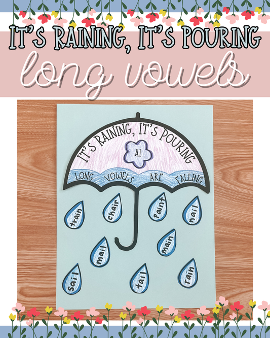 It’s Raining, It’s Pouring – Long Vowels Are Falling Craftivity (Ages 4-7)