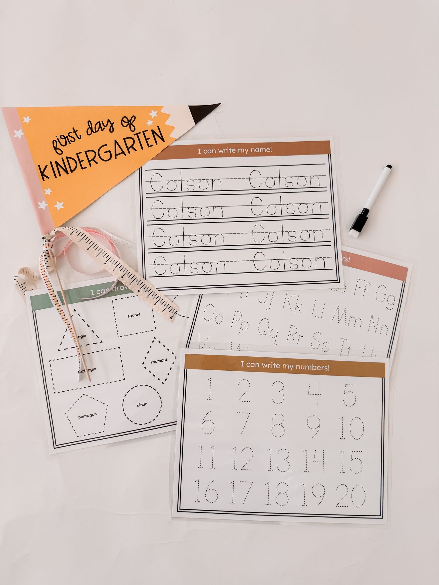 Kindergarten Readiness Bundle | Reusable Learning Activities & First Day Keepsakes