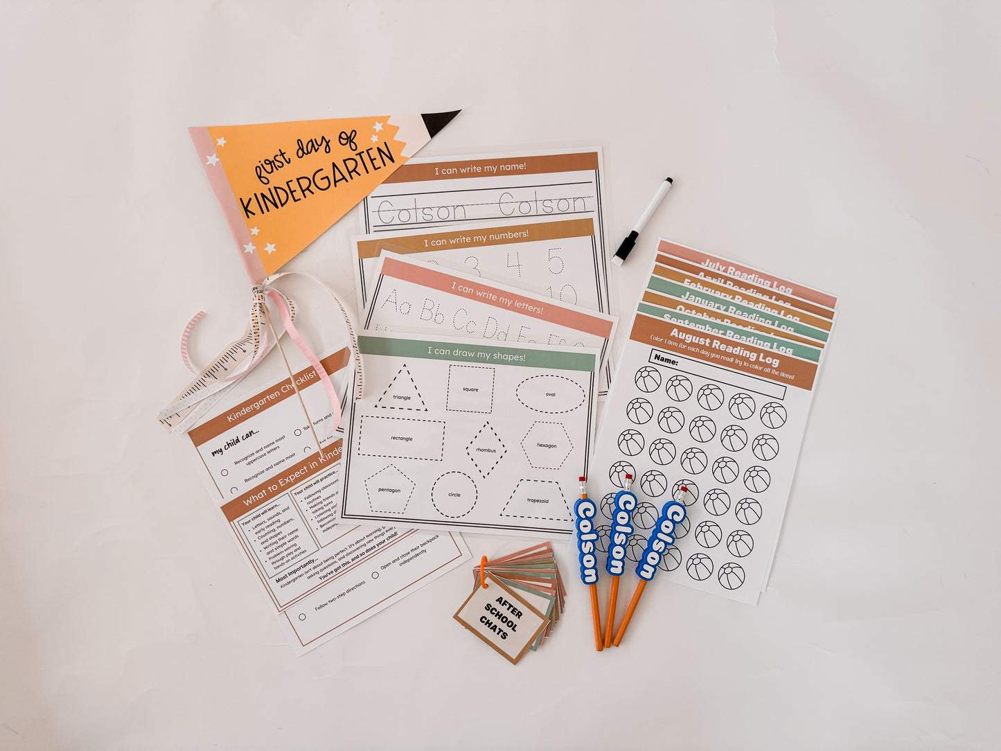 Kindergarten Readiness Bundle | Reusable Learning Activities & First Day Keepsakes