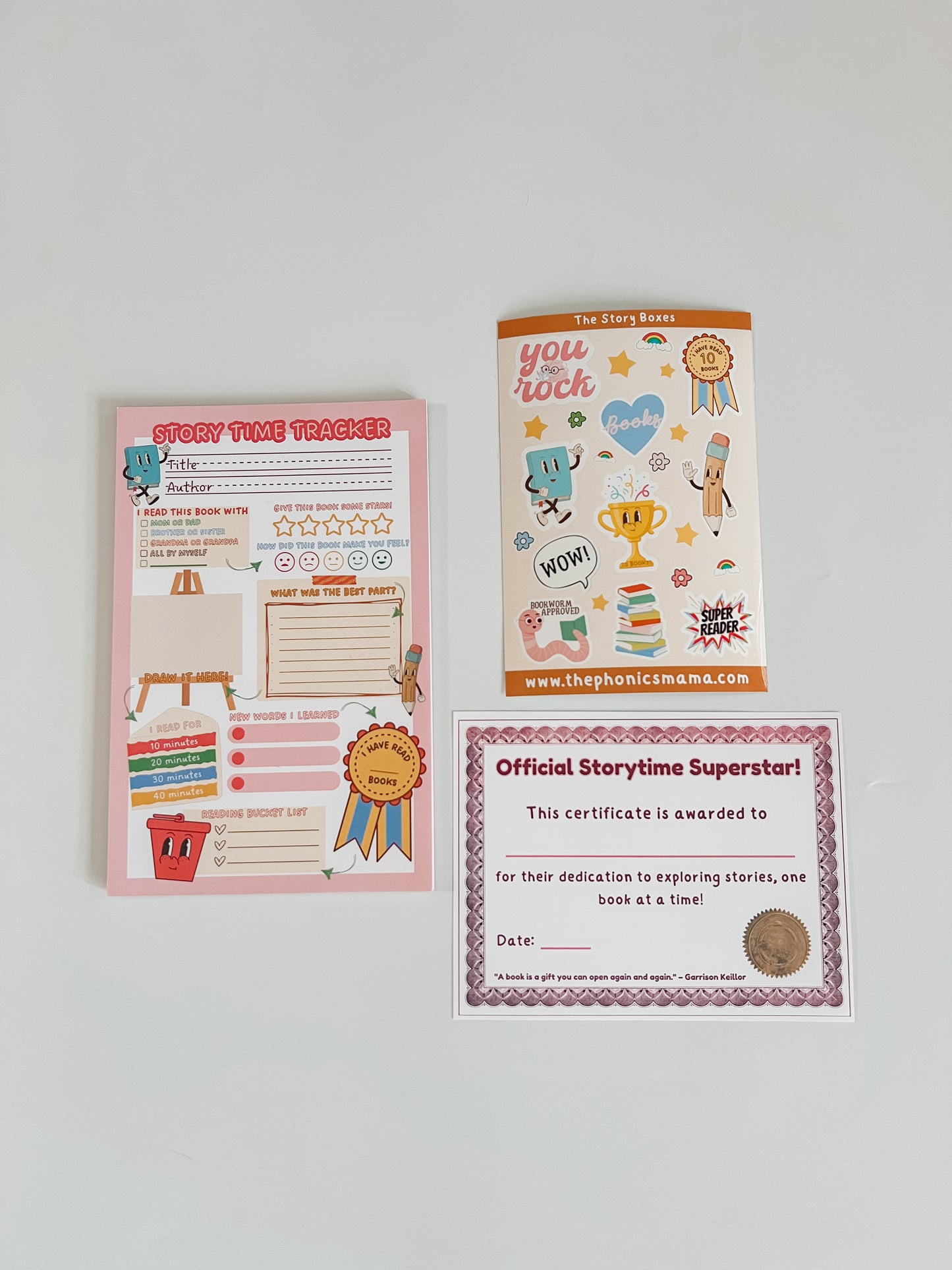 Story Time Tracker – Reading Log, Stickers & Certificate for Kids