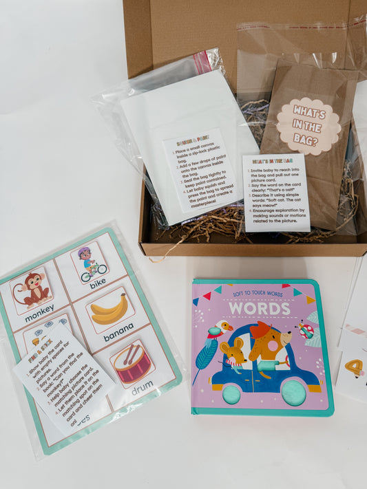 Soft to Touch Words Story Box | Sensory & Vocabulary Kit for 12-Month-Olds | Canvas Painting & Interactive Play