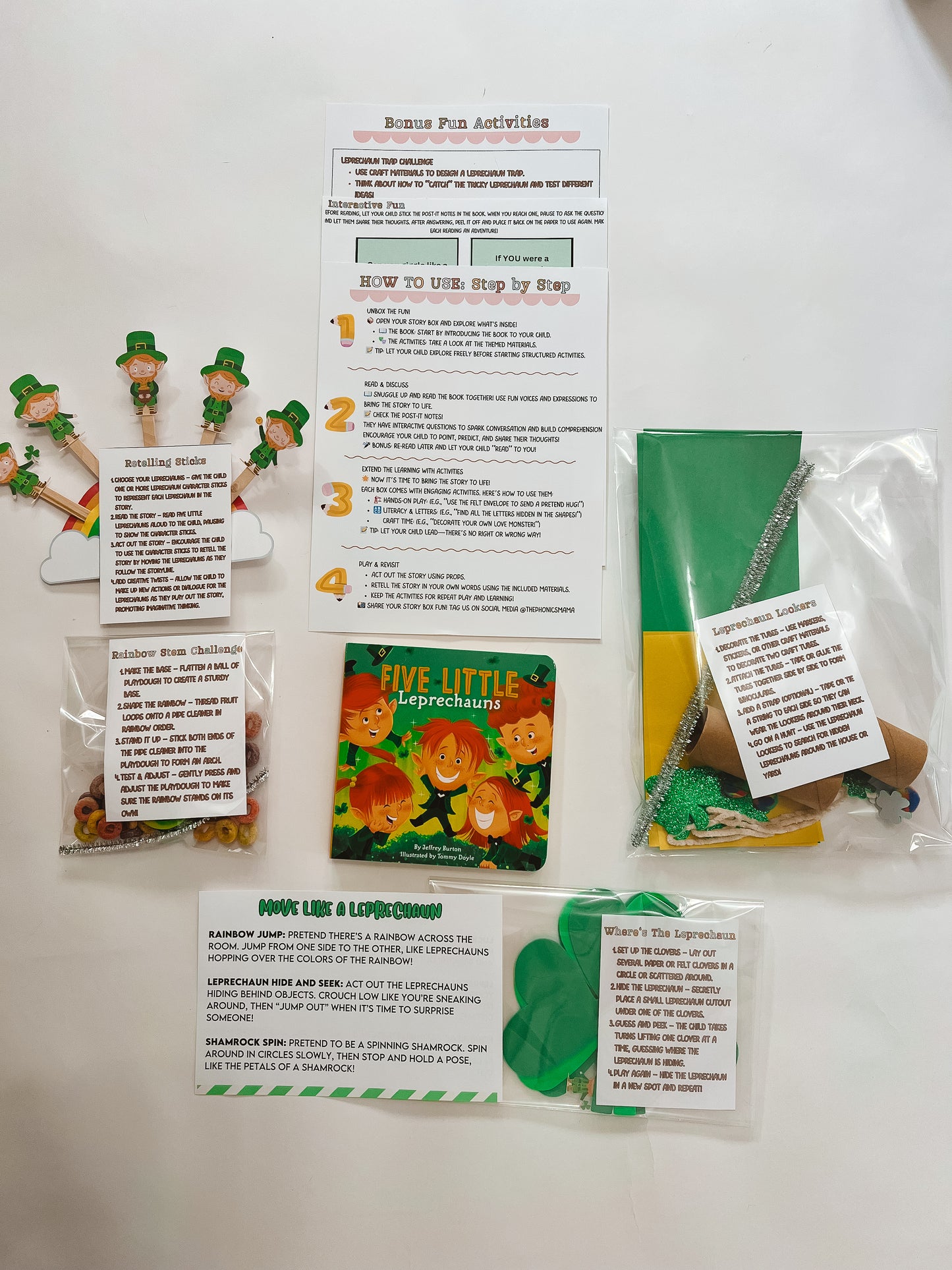 Five Little Leprechauns Story Box – St. Patrick’s Day Story & Craft Kit (Ages 2-8)