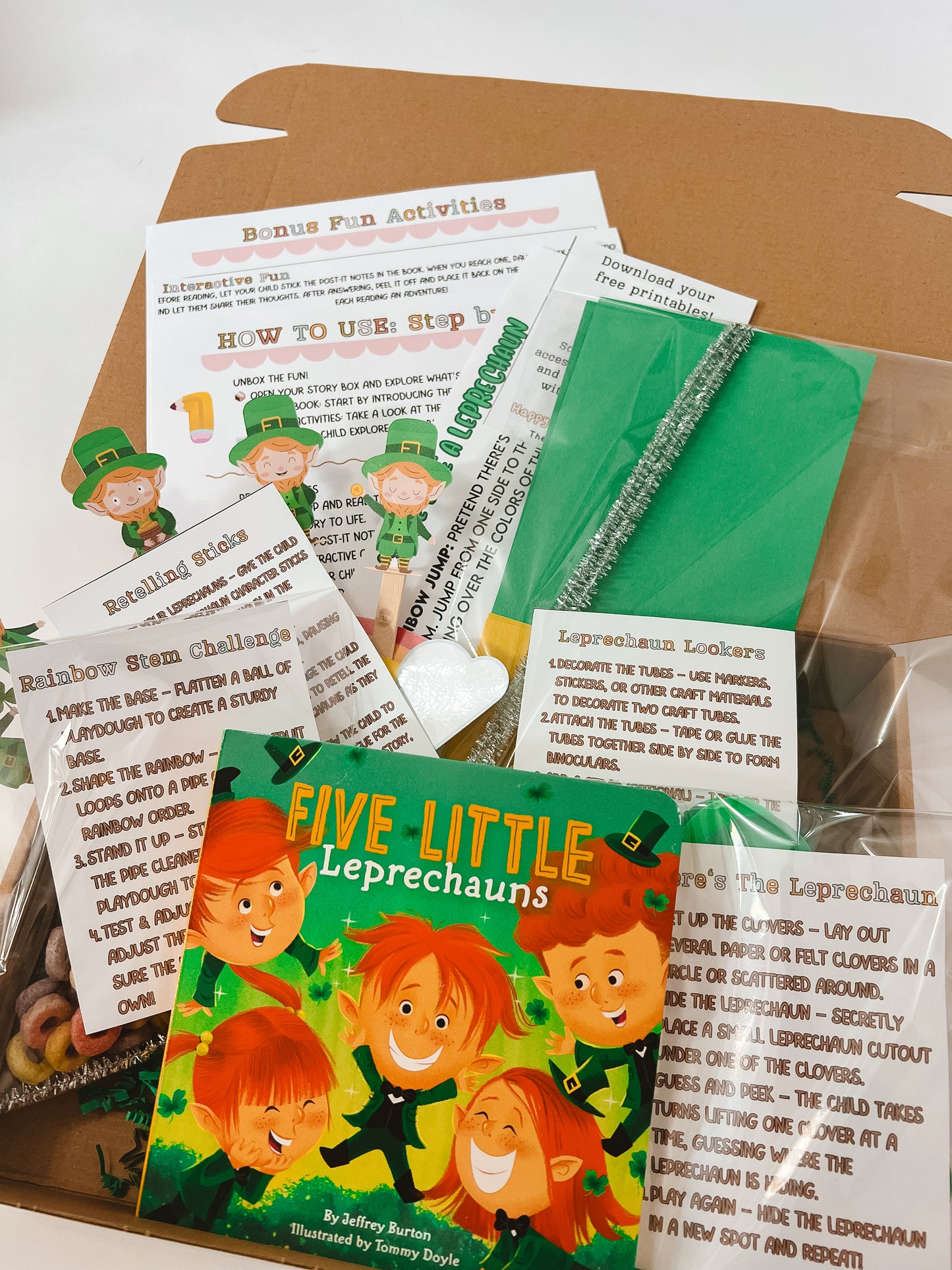 Five Little Leprechauns Story Box – St. Patrick’s Day Story & Craft Kit (Ages 2-8)