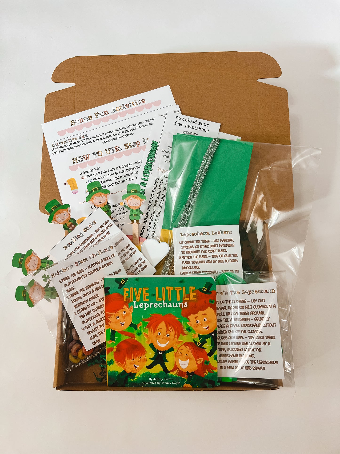 Five Little Leprechauns Story Box – St. Patrick’s Day Story & Craft Kit (Ages 2-8)