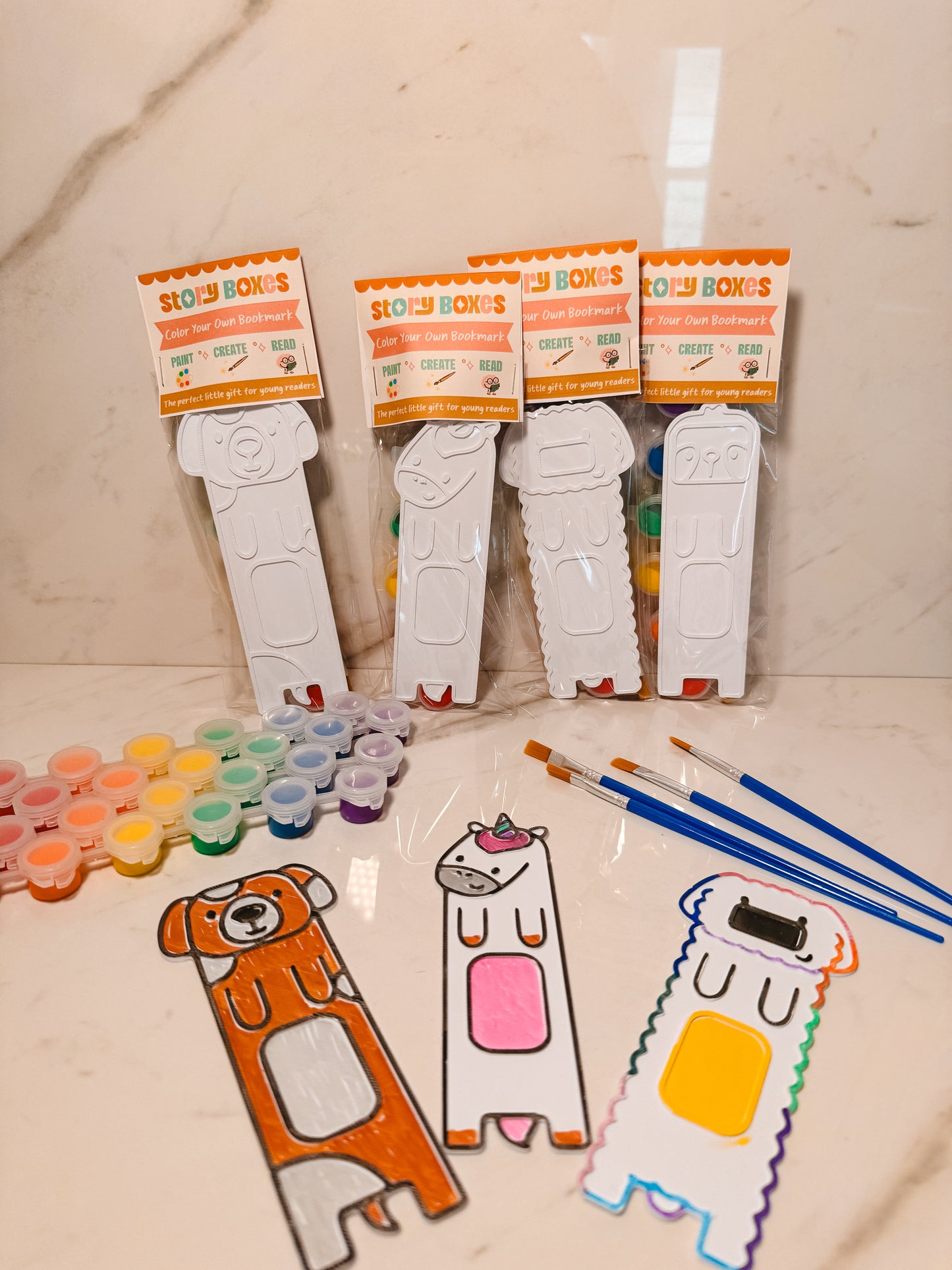 Color Your Own Animal Bookmark Craft Kit – Kids DIY Reading Activity with Brush & Paint